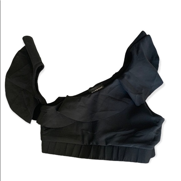 Carbon38 Off-Should Ruffle Workout Top/Bra Small - Picture 2 of 6